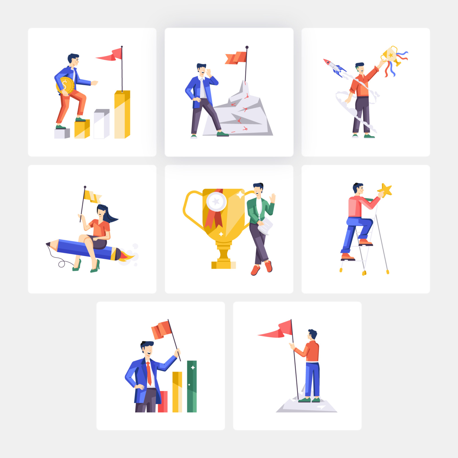 Animated Businessman Working Illustrations