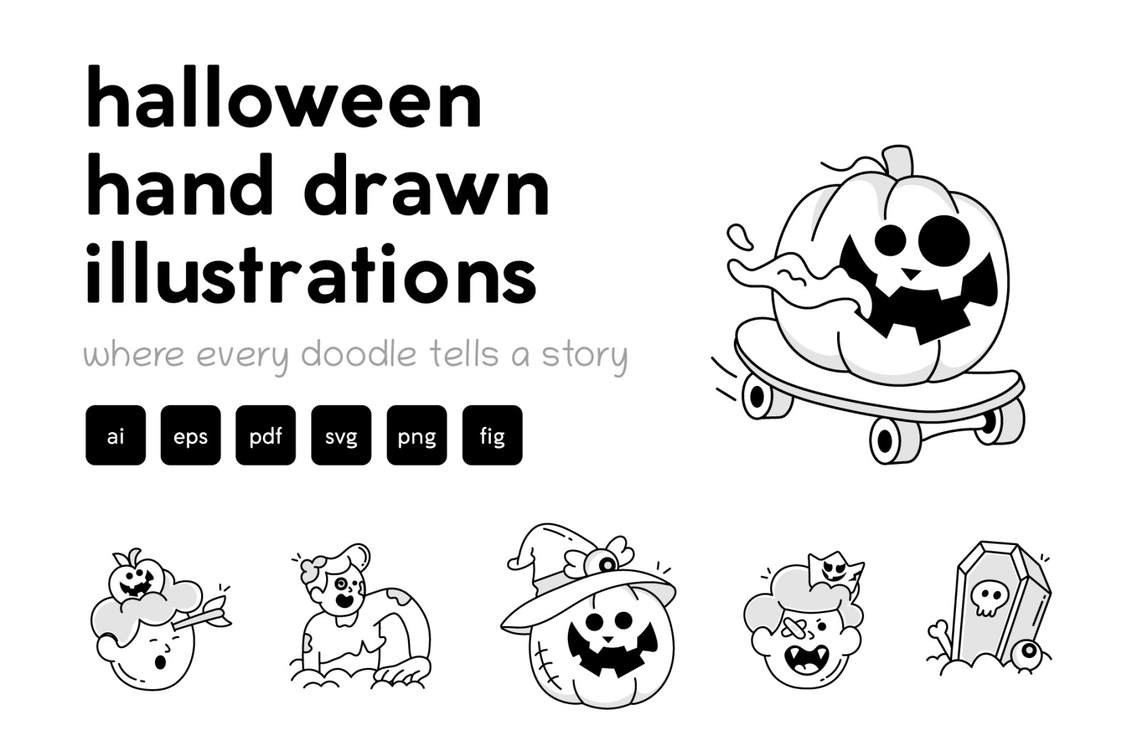 Halloween Doodles Icons Set Halloween Doodles Icons Set