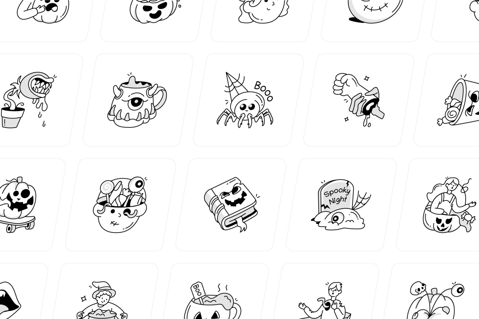 Halloween Doodles Icons Set Halloween Doodles Icons Set