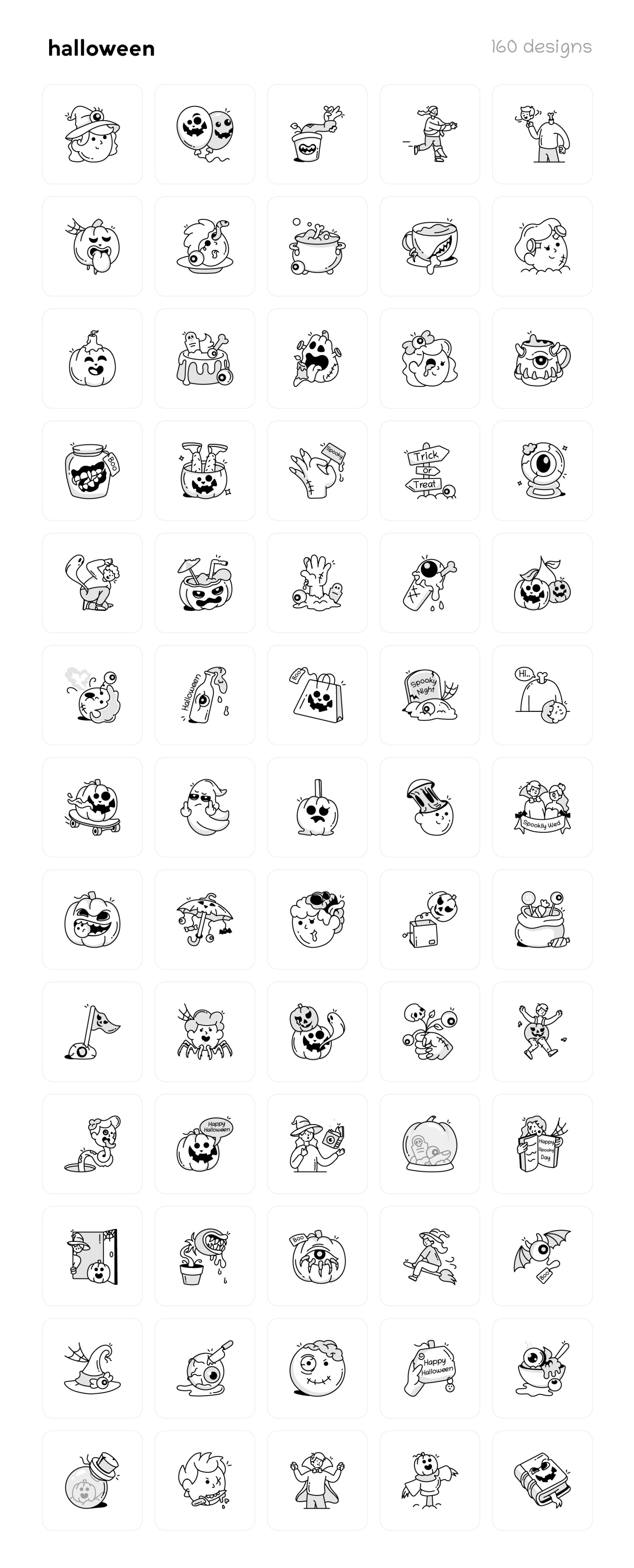 Halloween Doodles Icons Set Halloween Doodles Icons Set