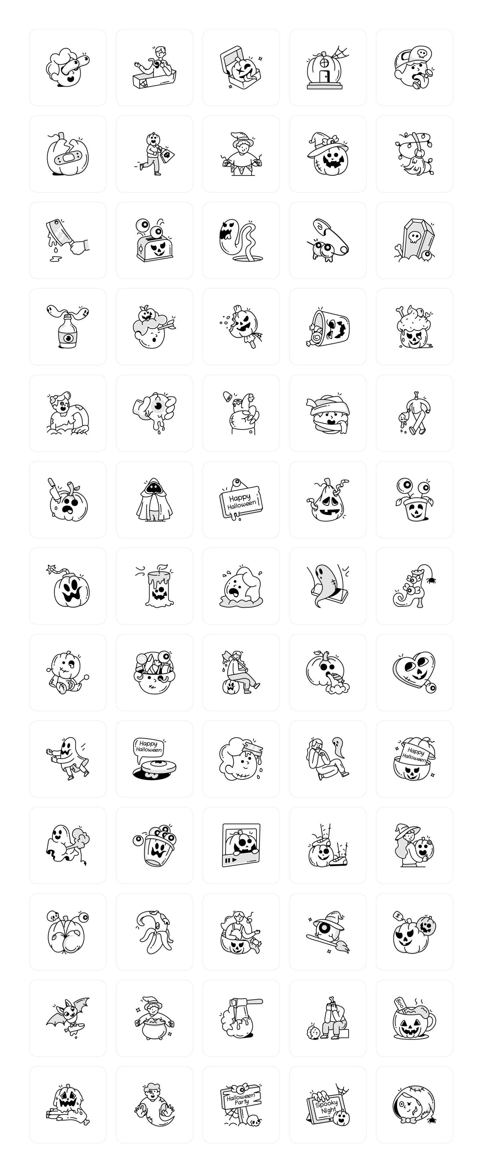 Halloween Doodles Icons Set Halloween Doodles Icons Set