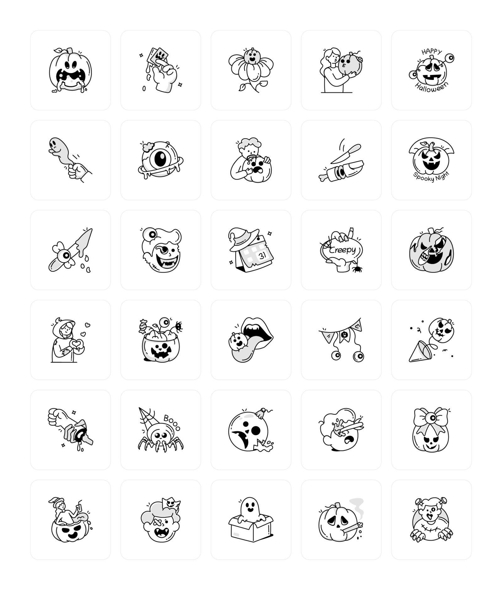 Halloween Doodles Icons Set Halloween Doodles Icons Set