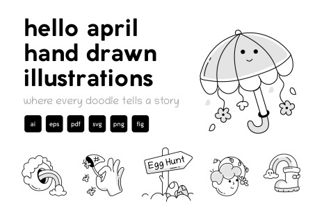 Animated Hello April Doodles - Festival decoration