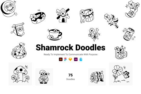 Shamrock Doodle Icon Pack - Holiday