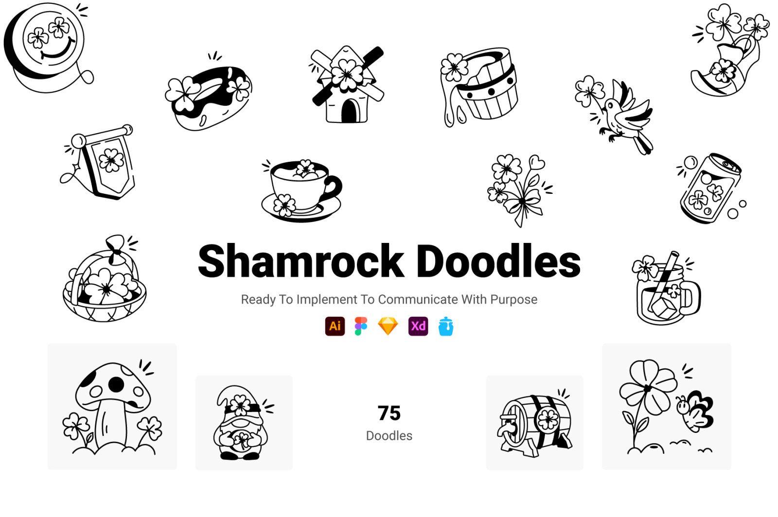 Shamrock Doodle Icon Pack