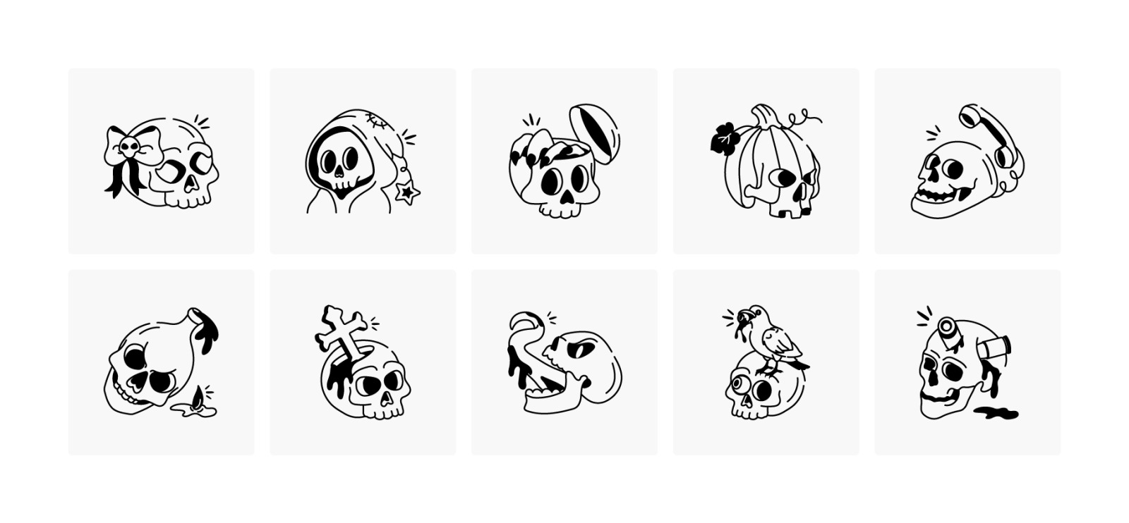 Skull Doodle Icons