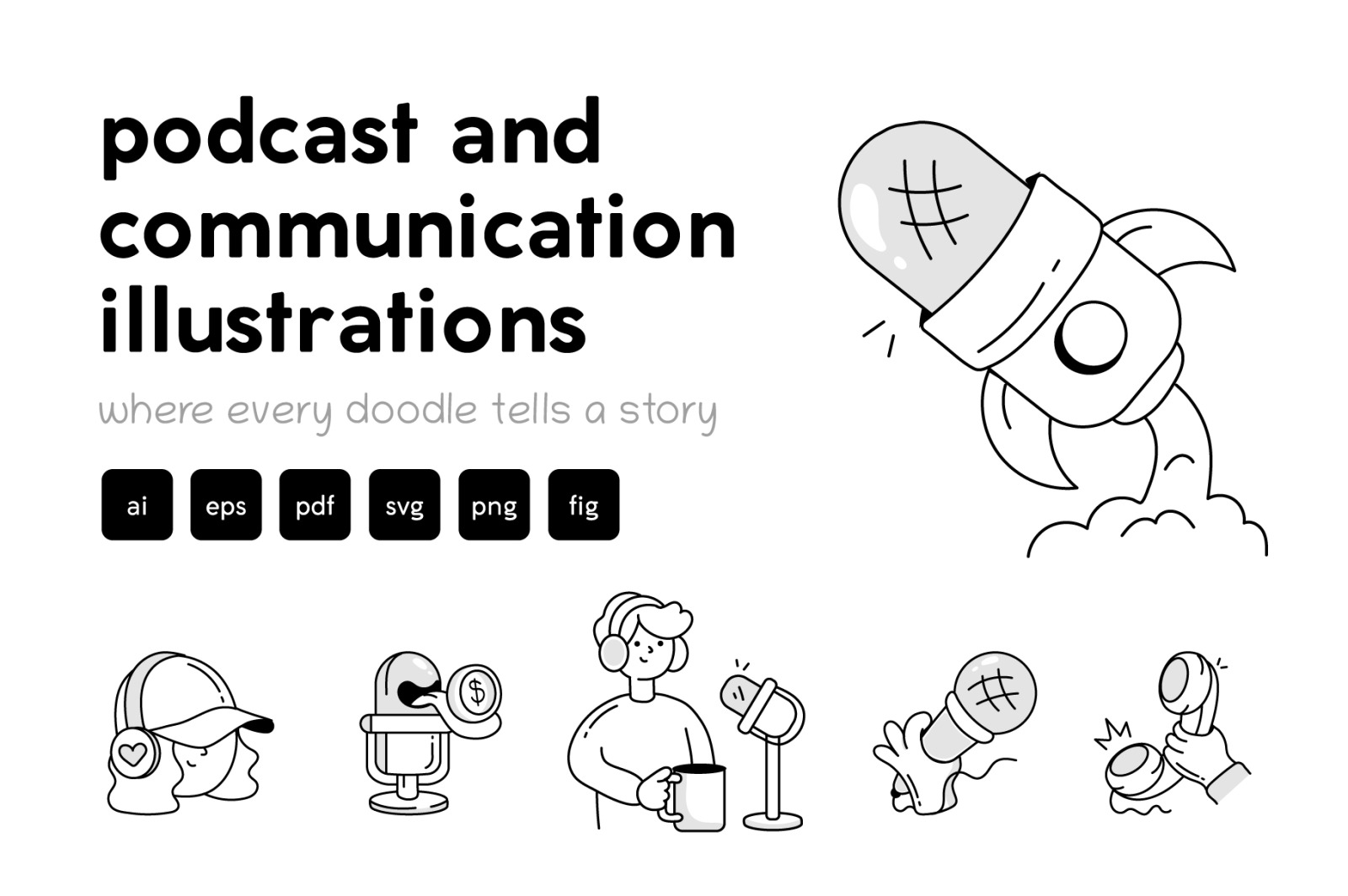 Podcast and Communication Icons Podcast and Communication Icons