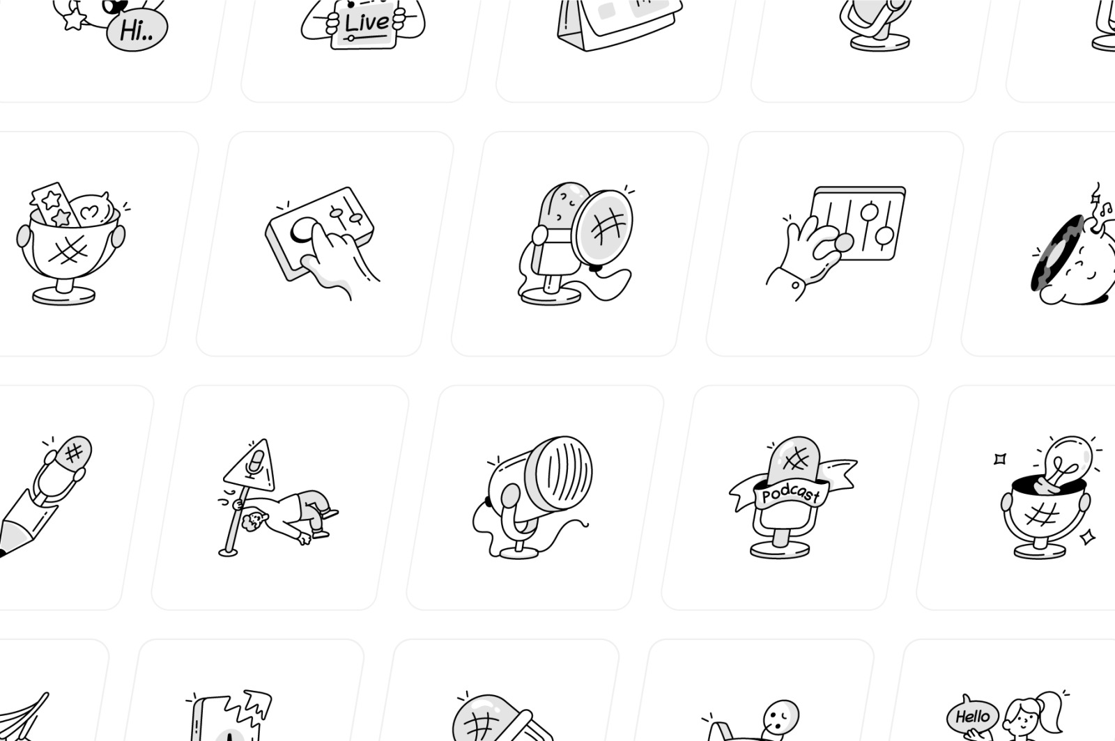 Podcast and Communication Icons Podcast and Communication Icons