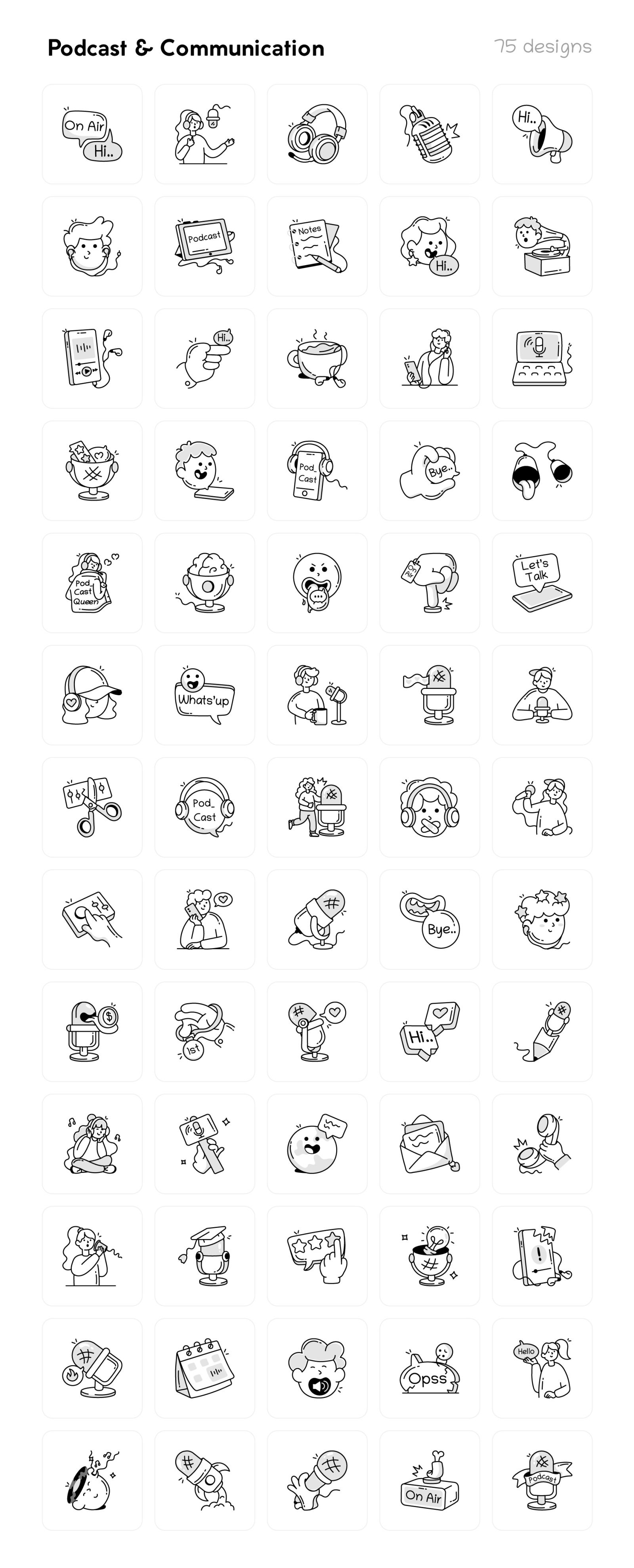 Podcast and Communication Icons Podcast and Communication Icons
