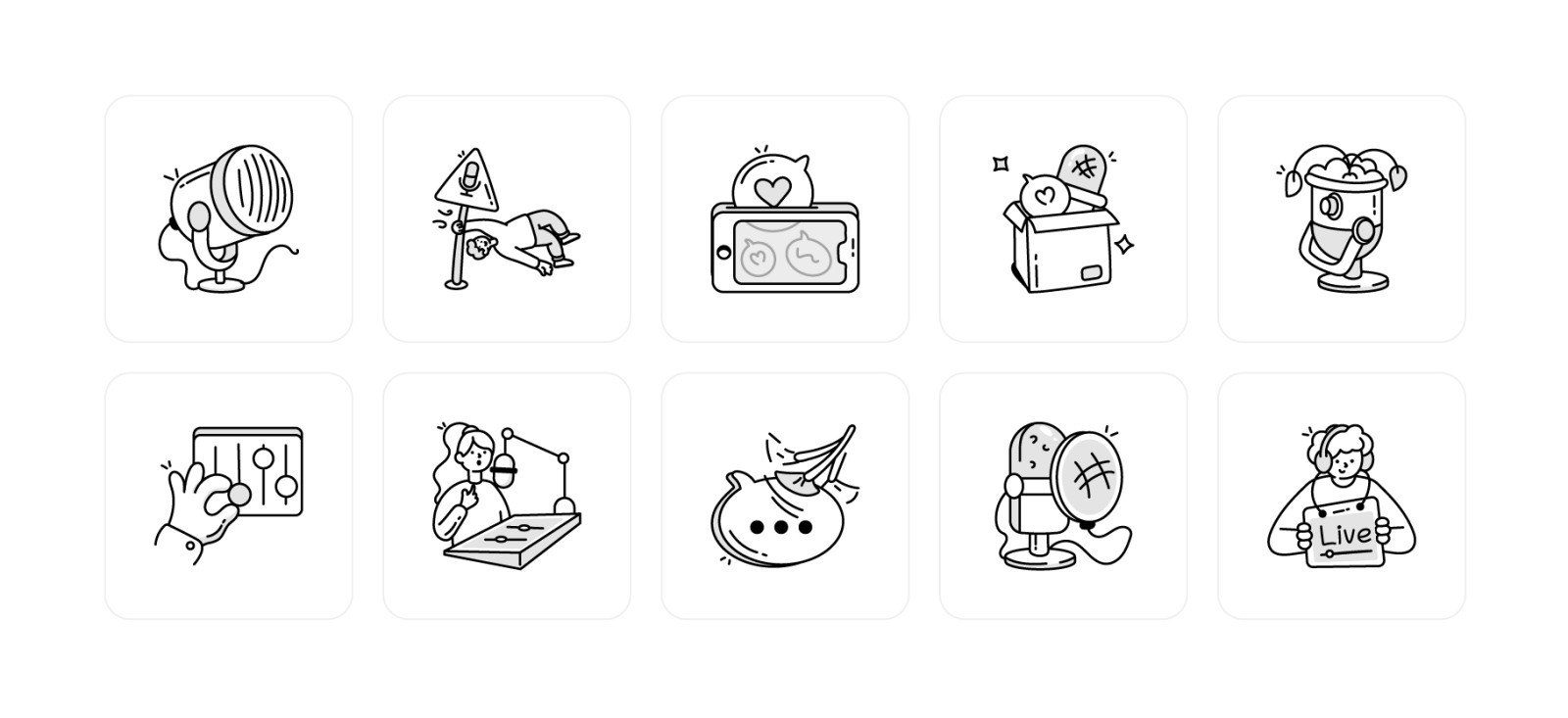 Podcast and Communication Icons Podcast and Communication Icons