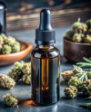 CBD Oil Dropper with Hemp Buds Mockup