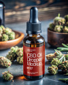 CBD Oil Dropper with Hemp Buds Mockup