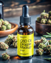 CBD Oil Dropper with Hemp Buds Mockup