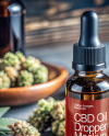 CBD Oil Dropper with Hemp Buds Mockup