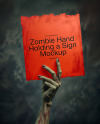 A Zombie Hand Holding a Torn Piece of Paper Mockup