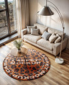 Living Room with Round Rug and Sofa Mockup