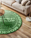 Living Room with Round Rug and Sofa Mockup