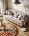 Living Room with Round Rug and Sofa Mockup