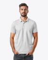 A Man Wearing a Polo Shirt and Jeans Mockup