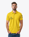 A Man Wearing a Polo Shirt and Jeans Mockup