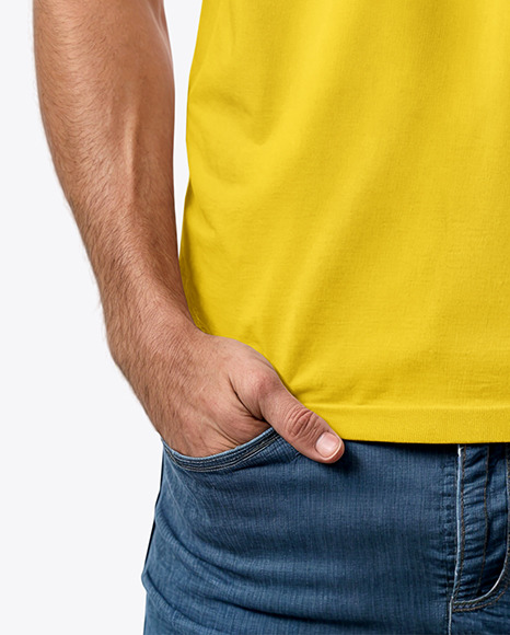A Man Wearing a Polo Shirt and Jeans Mockup