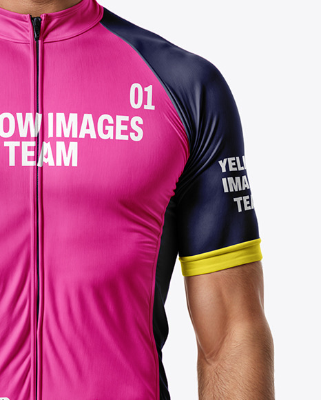 Man in Sunglasses Wearing a Cycling Jersey and Bib Shorts Mockup