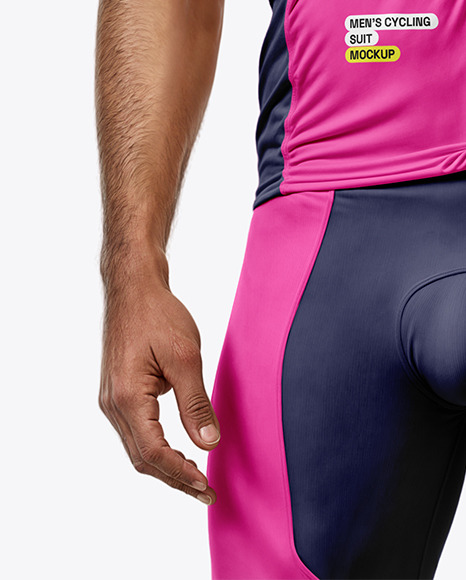 Man in Sunglasses Wearing a Cycling Jersey and Bib Shorts Mockup