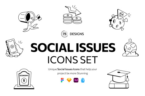 Social Issues Icon Set - Outline animations