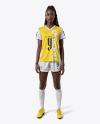 A Black Woman Wearing a Full Soccer Kit Mockup