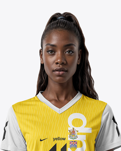 A Black Woman Wearing a Full Soccer Kit Mockup