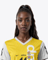 A Black Woman Wearing a Full Soccer Kit Mockup