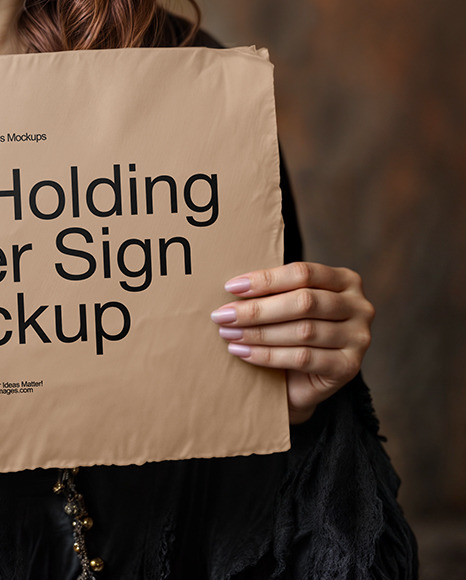 Smiling Halloween Witch Holding a Paper Sign Mockup