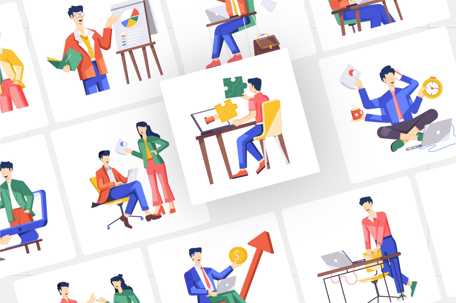 Animated Businessman Working Illustrations