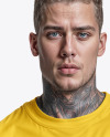A Man with Tattoos Wearing an Oversize Sweatshirt and Jeans Mockup