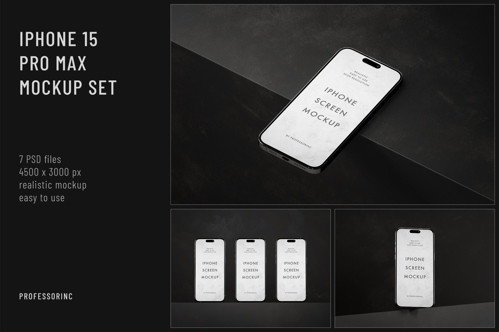 Apple iPhone 15 Pro Max Mockup Set Apple iPhone 15 Pro Max Mockup Set