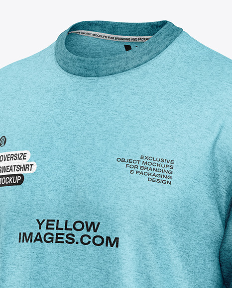 Men's Melange Oversize Sweatshirt Mockup - Half Side View