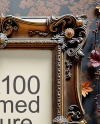 Picture in a Halloween Themed Antique Frame with Leaves Mockup
