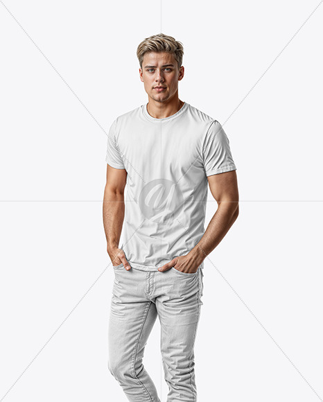 A Man in a T-Shirt and Pants Mockup