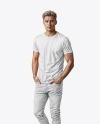 A Man in a T-Shirt and Pants Mockup