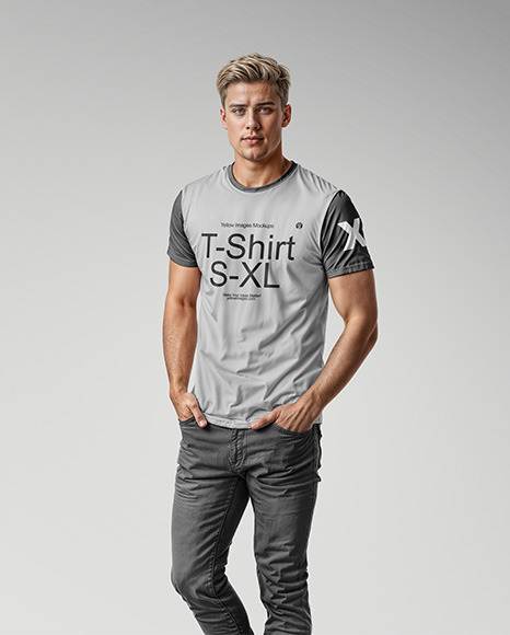 A Man in a T-Shirt and Pants Mockup