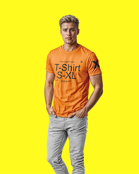 A Man in a T-Shirt and Pants Mockup