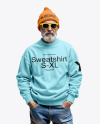An Old Man with Sunglasses Wearing Sweatshirt and Beanie Hat Mockup