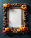 Picture in a Halloween Themed Frame with Berries on Branches Mockup