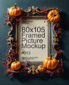 Picture in a Halloween Themed Frame with Berries on Branches Mockup