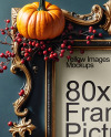 Picture in a Halloween Themed Frame with Berries on Branches Mockup