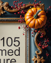 Picture in a Halloween Themed Frame with Berries on Branches Mockup