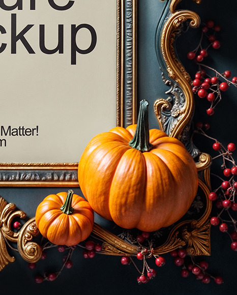 Picture in a Halloween Themed Frame with Berries on Branches Mockup