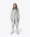 Teenager Girl Wearing a Raincoat and Rain Boots Mockup