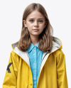 Teenager Girl Wearing a Raincoat and Rain Boots Mockup