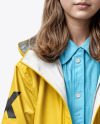 Teenager Girl Wearing a Raincoat and Rain Boots Mockup